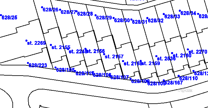 Parcela st. 2157 v KÚ Prachatice, Katastrální mapa