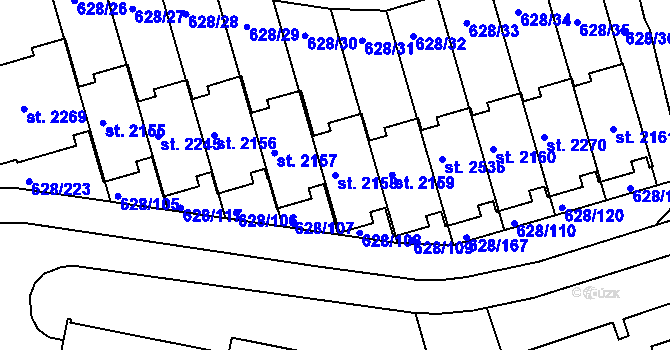 Parcela st. 2158 v KÚ Prachatice, Katastrální mapa