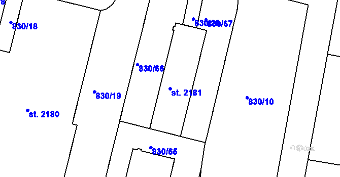 Parcela st. 2181 v KÚ Prachatice, Katastrální mapa