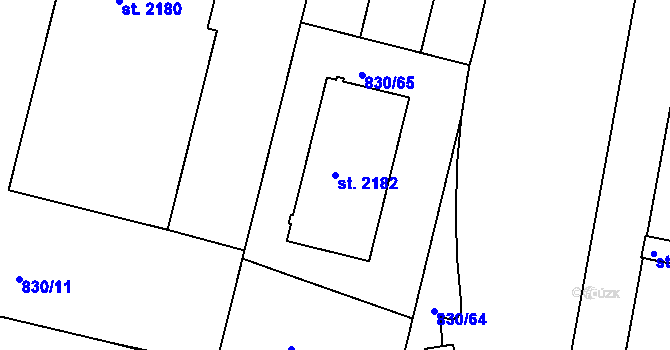 Parcela st. 2182 v KÚ Prachatice, Katastrální mapa