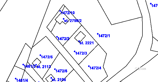 Parcela st. 2221 v KÚ Prachatice, Katastrální mapa