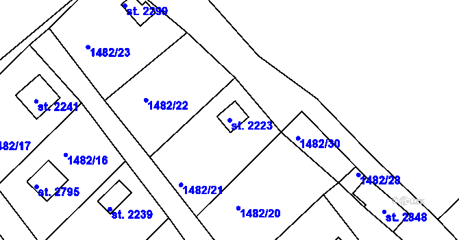 Parcela st. 2223 v KÚ Prachatice, Katastrální mapa