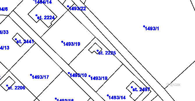 Parcela st. 2225 v KÚ Prachatice, Katastrální mapa