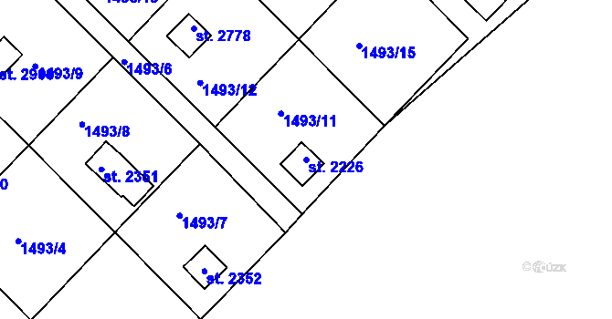 Parcela st. 2226 v KÚ Prachatice, Katastrální mapa