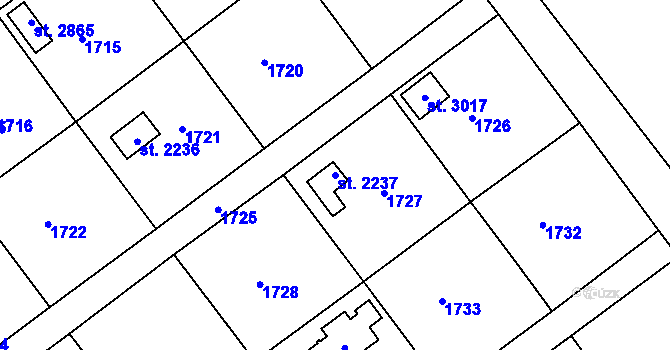 Parcela st. 2237 v KÚ Prachatice, Katastrální mapa