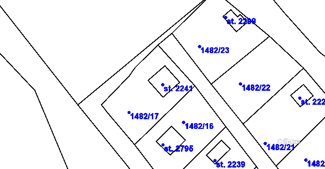 Parcela st. 2241 v KÚ Prachatice, Katastrální mapa