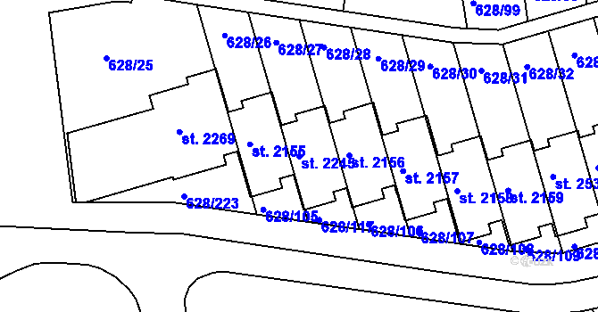 Parcela st. 2245 v KÚ Prachatice, Katastrální mapa