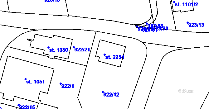 Parcela st. 2254 v KÚ Prachatice, Katastrální mapa