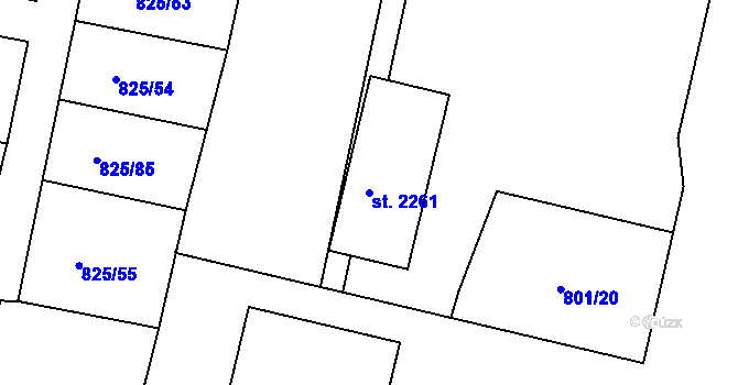 Parcela st. 2261 v KÚ Prachatice, Katastrální mapa