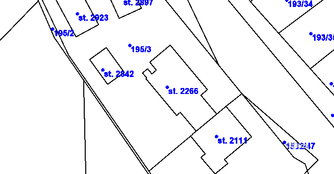 Parcela st. 2266 v KÚ Prachatice, Katastrální mapa