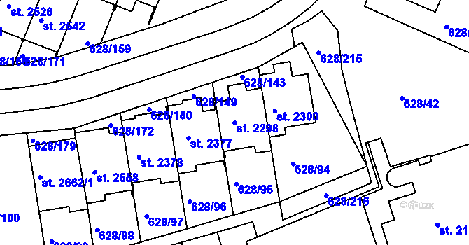 Parcela st. 2298 v KÚ Prachatice, Katastrální mapa