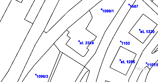 Parcela st. 2318 v KÚ Prachatice, Katastrální mapa