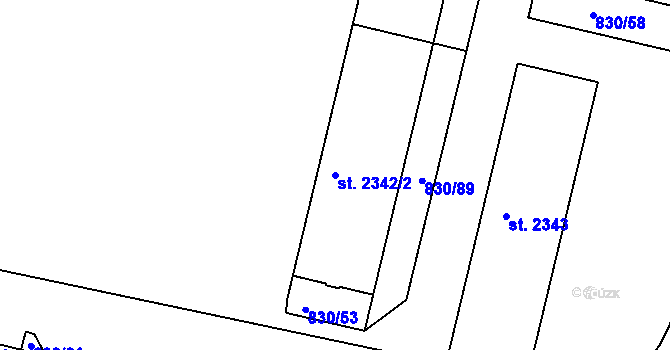 Parcela st. 2342/2 v KÚ Prachatice, Katastrální mapa