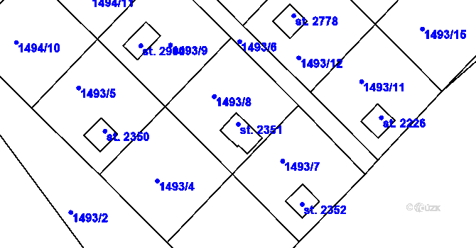 Parcela st. 2351 v KÚ Prachatice, Katastrální mapa