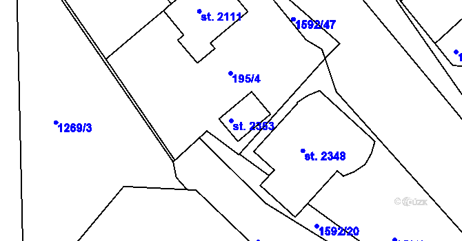 Parcela st. 2353 v KÚ Prachatice, Katastrální mapa