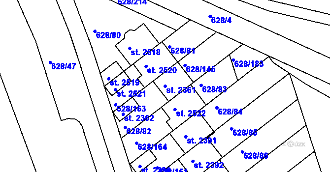 Parcela st. 2361 v KÚ Prachatice, Katastrální mapa