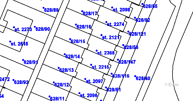 Parcela st. 2368 v KÚ Prachatice, Katastrální mapa