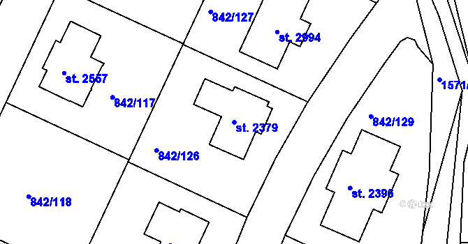 Parcela st. 2379 v KÚ Prachatice, Katastrální mapa