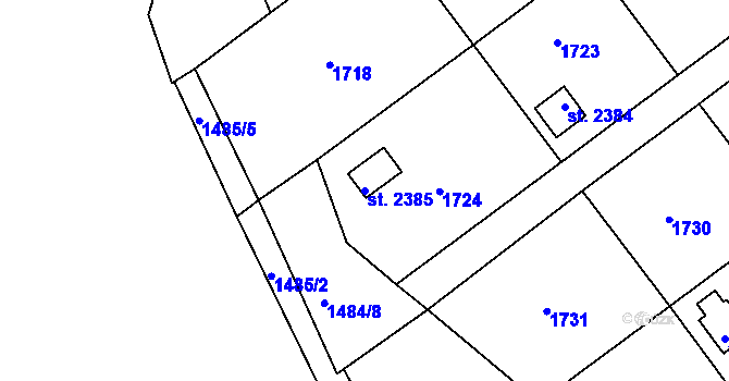 Parcela st. 2385 v KÚ Prachatice, Katastrální mapa