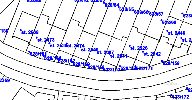 Parcela st. 2397 v KÚ Prachatice, Katastrální mapa