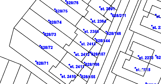 Parcela st. 2413 v KÚ Prachatice, Katastrální mapa