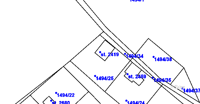 Parcela st. 2419 v KÚ Prachatice, Katastrální mapa