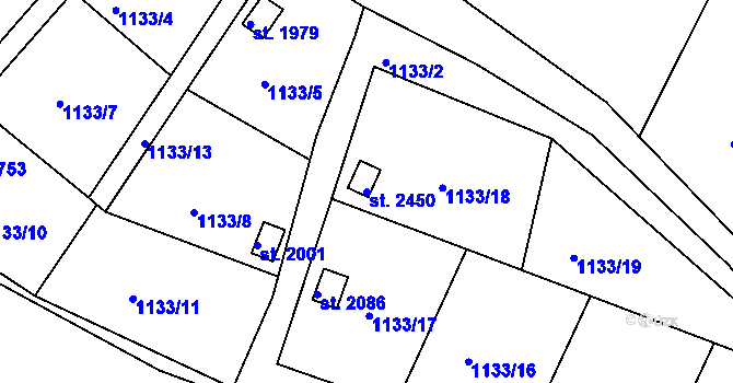 Parcela st. 2450 v KÚ Prachatice, Katastrální mapa
