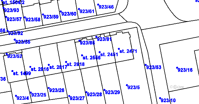 Parcela st. 2451 v KÚ Prachatice, Katastrální mapa
