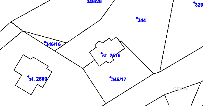 Parcela st. 2516 v KÚ Prachatice, Katastrální mapa