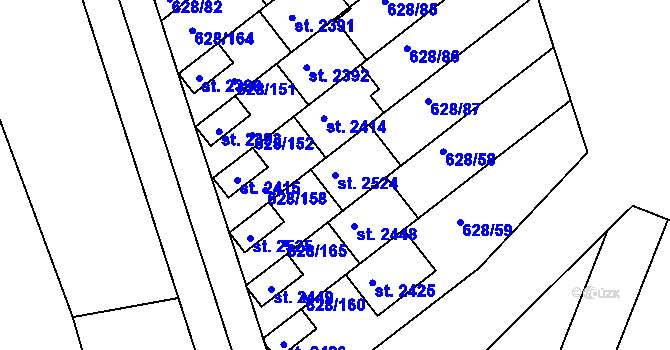 Parcela st. 2524 v KÚ Prachatice, Katastrální mapa