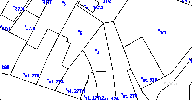 Parcela st. 3 v KÚ Prachatice, Katastrální mapa
