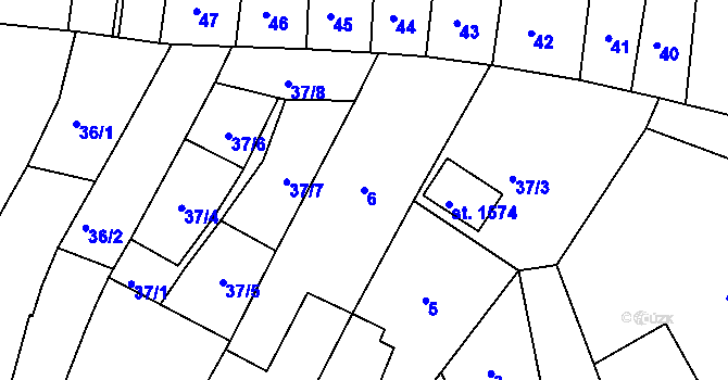 Parcela st. 6 v KÚ Prachatice, Katastrální mapa