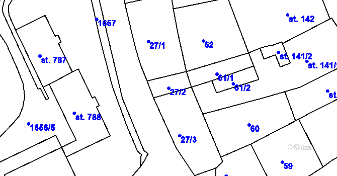 Parcela st. 27/2 v KÚ Prachatice, Katastrální mapa