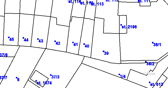 Parcela st. 40 v KÚ Prachatice, Katastrální mapa