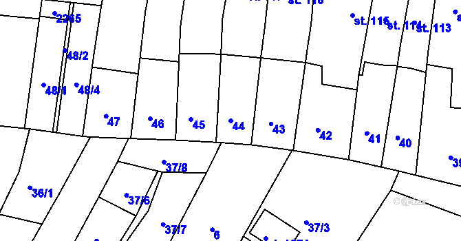 Parcela st. 44 v KÚ Prachatice, Katastrální mapa