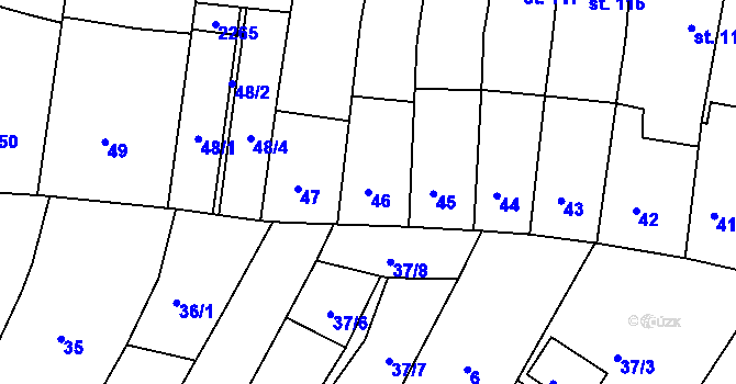 Parcela st. 46 v KÚ Prachatice, Katastrální mapa