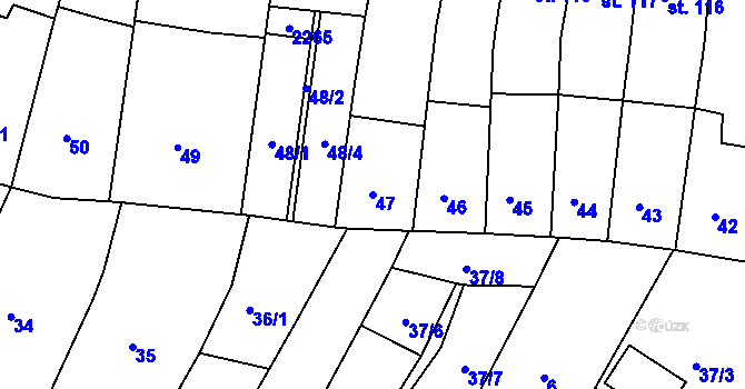 Parcela st. 47 v KÚ Prachatice, Katastrální mapa