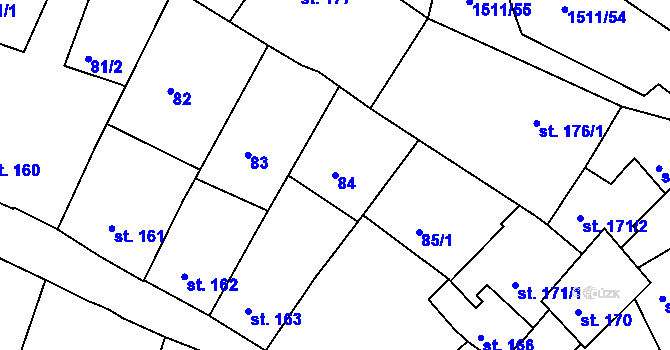 Parcela st. 84 v KÚ Prachatice, Katastrální mapa