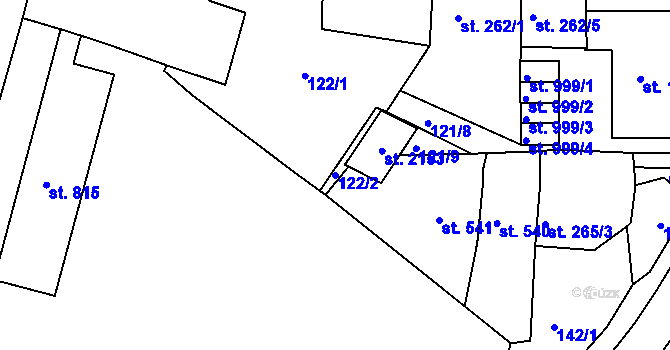 Parcela st. 122/2 v KÚ Prachatice, Katastrální mapa