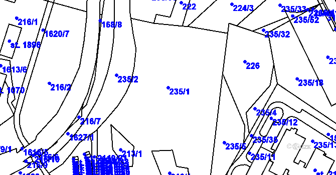 Parcela st. 235/1 v KÚ Prachatice, Katastrální mapa