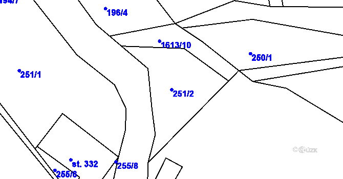 Parcela st. 251/2 v KÚ Prachatice, Katastrální mapa