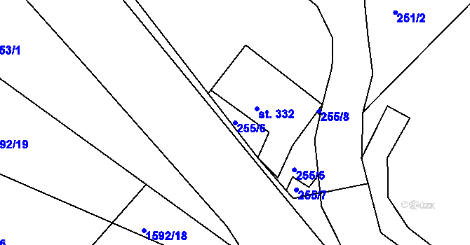 Parcela st. 255/6 v KÚ Prachatice, Katastrální mapa