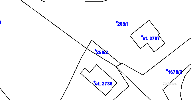 Parcela st. 258/2 v KÚ Prachatice, Katastrální mapa