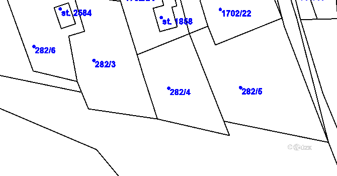 Parcela st. 282/4 v KÚ Prachatice, Katastrální mapa