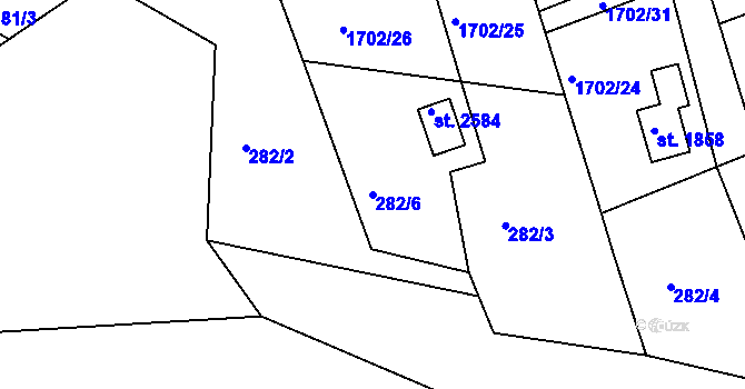 Parcela st. 282/6 v KÚ Prachatice, Katastrální mapa