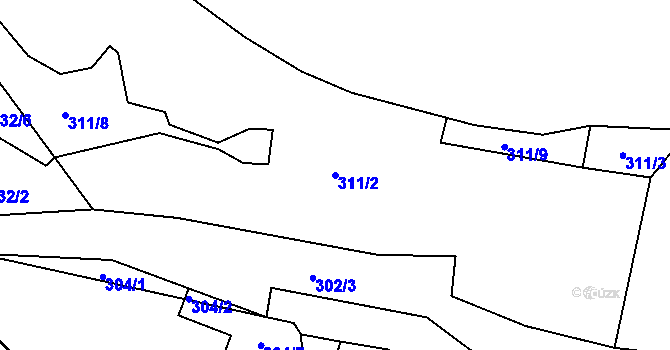 Parcela st. 311/2 v KÚ Prachatice, Katastrální mapa