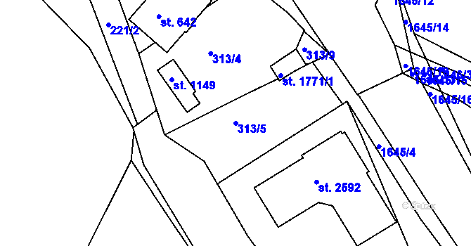 Parcela st. 313/5 v KÚ Prachatice, Katastrální mapa
