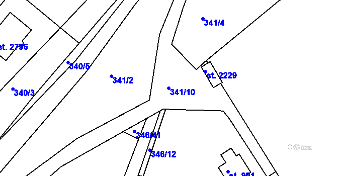 Parcela st. 341/10 v KÚ Prachatice, Katastrální mapa