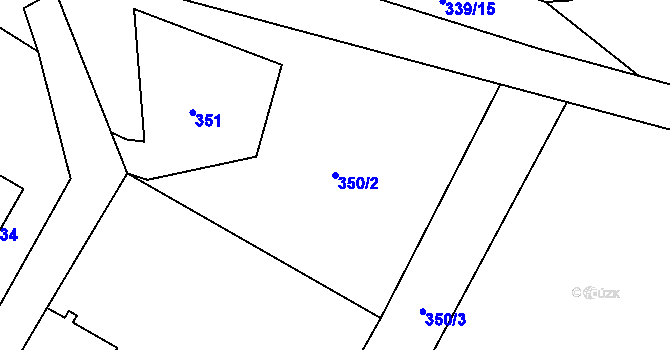 Parcela st. 350/2 v KÚ Prachatice, Katastrální mapa