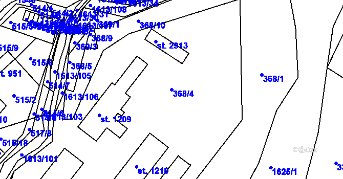Parcela st. 368/4 v KÚ Prachatice, Katastrální mapa
